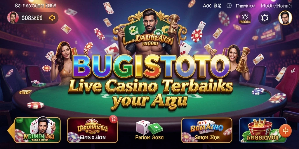 Screenshot gameplay BUGISTOTO dengan dealer langsung dan suasana kasino