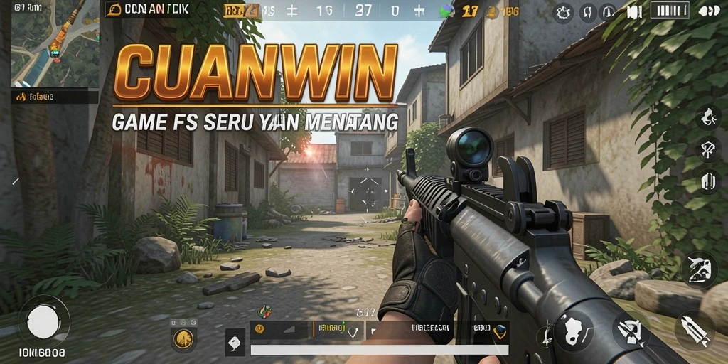 Tangkapan layar CUANWIN menampilkan aksi tembak-menembak yang intens.