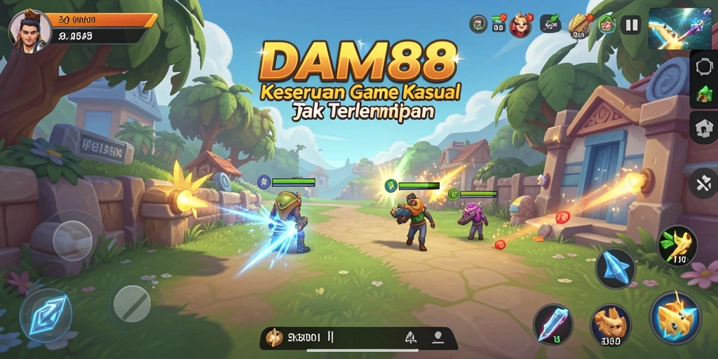 Tampilan utama gameplay DAM88 yang menarik dan penuh warna.