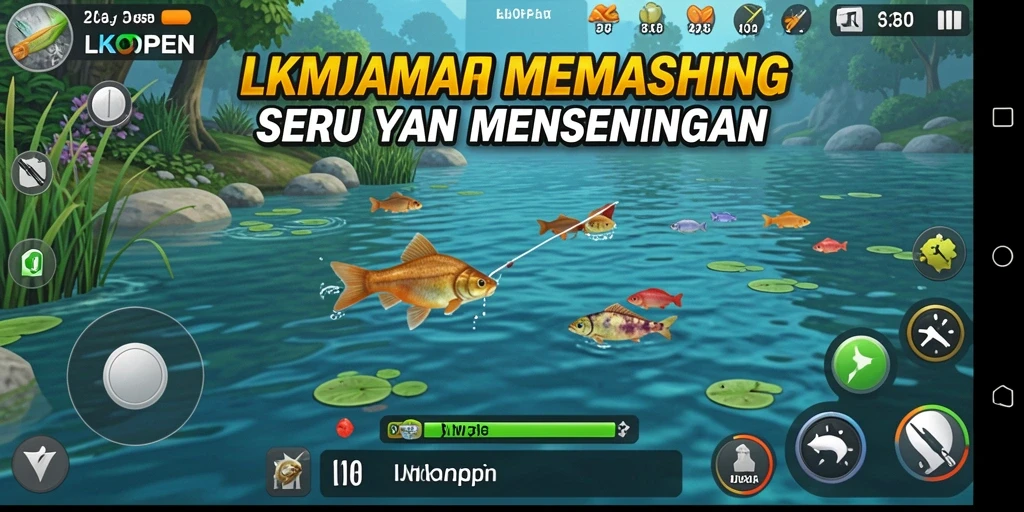 Screenshot gameplay LKOPEN yang menampilkan aksi memancing seru.