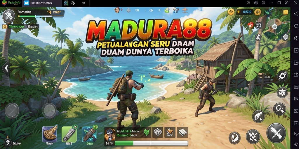Screenshot gameplay <strong>MADURA88</strong> menampilkan petualangan mendebarkan di dunia terbuka.