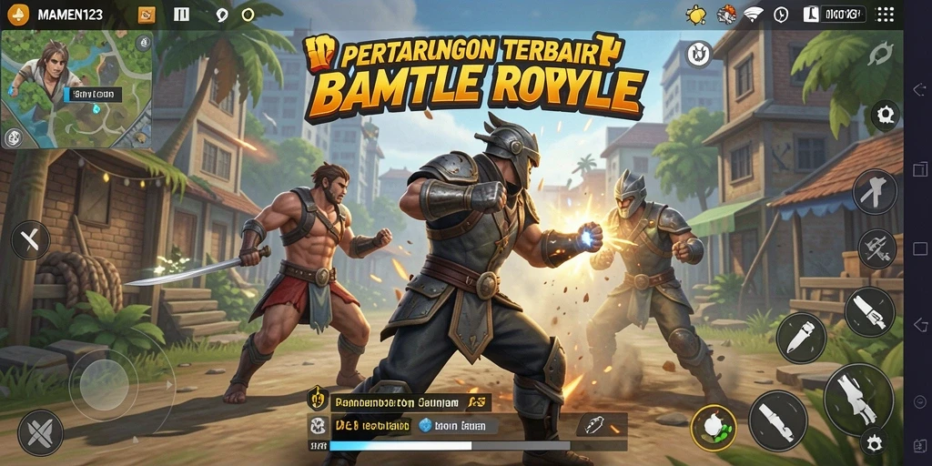 Gameplay MAMEN123 dengan aksi Battle Royale yang mendebarkan.