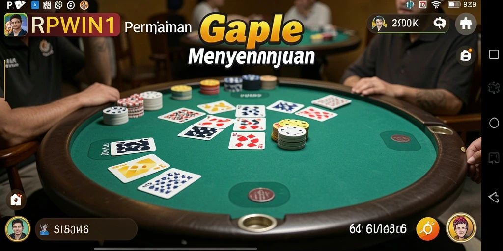 Screenshot gameplay RPWIN1 menampilkan serunya permainan Gaple.