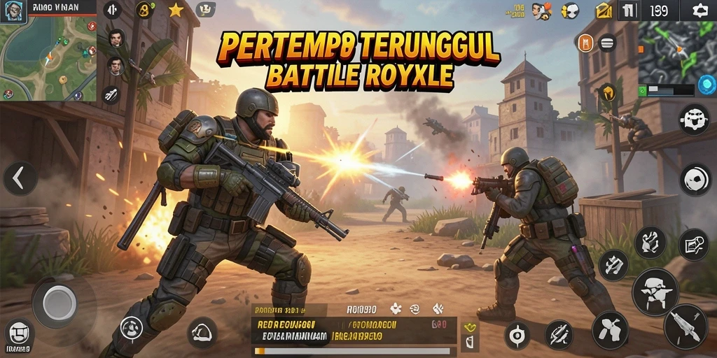 Gameplay seru dalam RR89 dengan pertempuran Battle Royale yang intens.