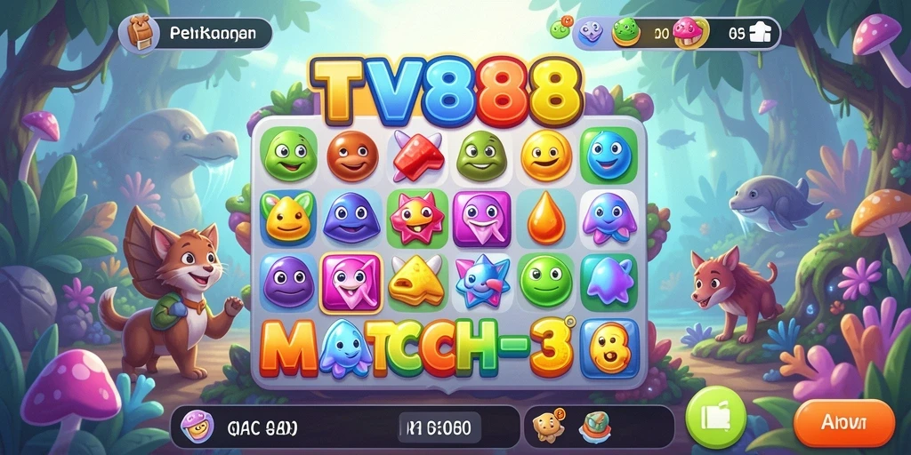 Tampilan gameplay menarik dari TV888 dengan tantangan Match-3.
