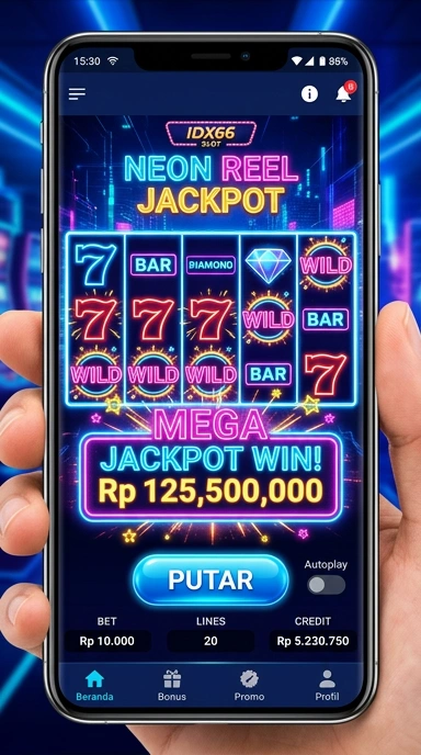 Tampilan antarmuka utama aplikasi idx66 dengan navigasi yang sederhana.